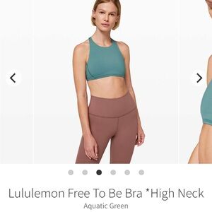 Lululemon High Neck, Size 8/ Medium Bra, Aquatic Green.